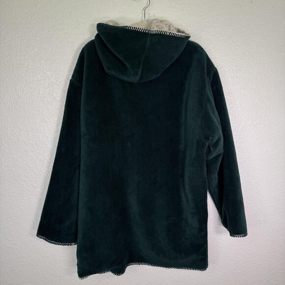 Denali Jacket Womens Medium Reversible Fleece Coat Hooded Moose Winter Scene Vtg - Picture 4 of 15